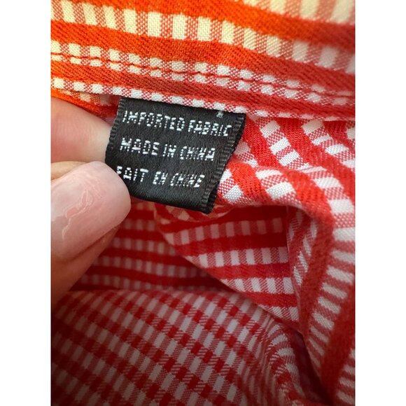 Bugatchi Uomo Men’s Size XL Red White Check Button Up Shirt EUC Short Sleeve Poc - Picture 6 of 9